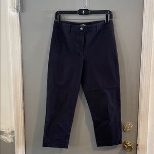 Eileen Fisher Navy Cotton Stretch Straight Leg Pant Size XS
